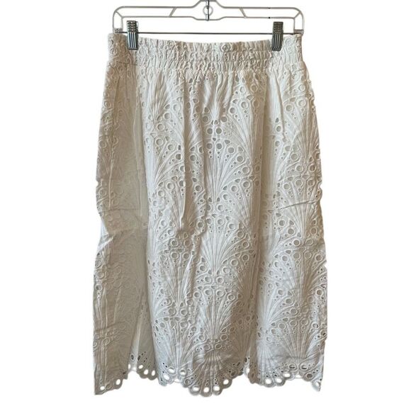 NWT Andie Swim The Mona Eyelet Scalloped‎ Pull On Skirt Coconut White sz M - Picture 5 of 10